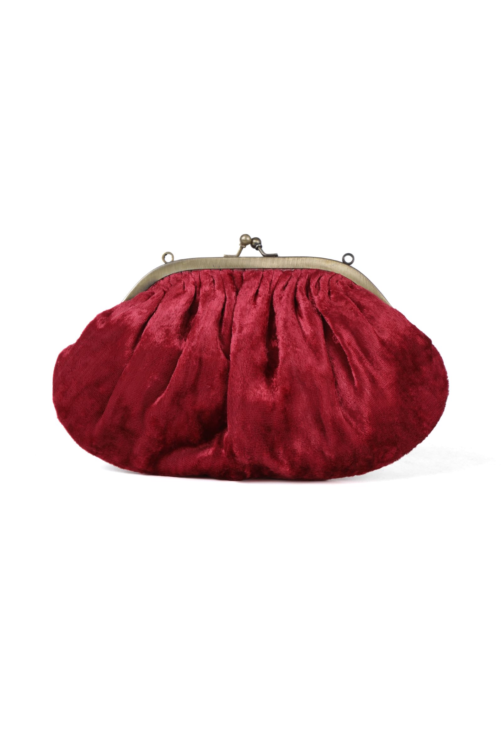 Red gathered clutch