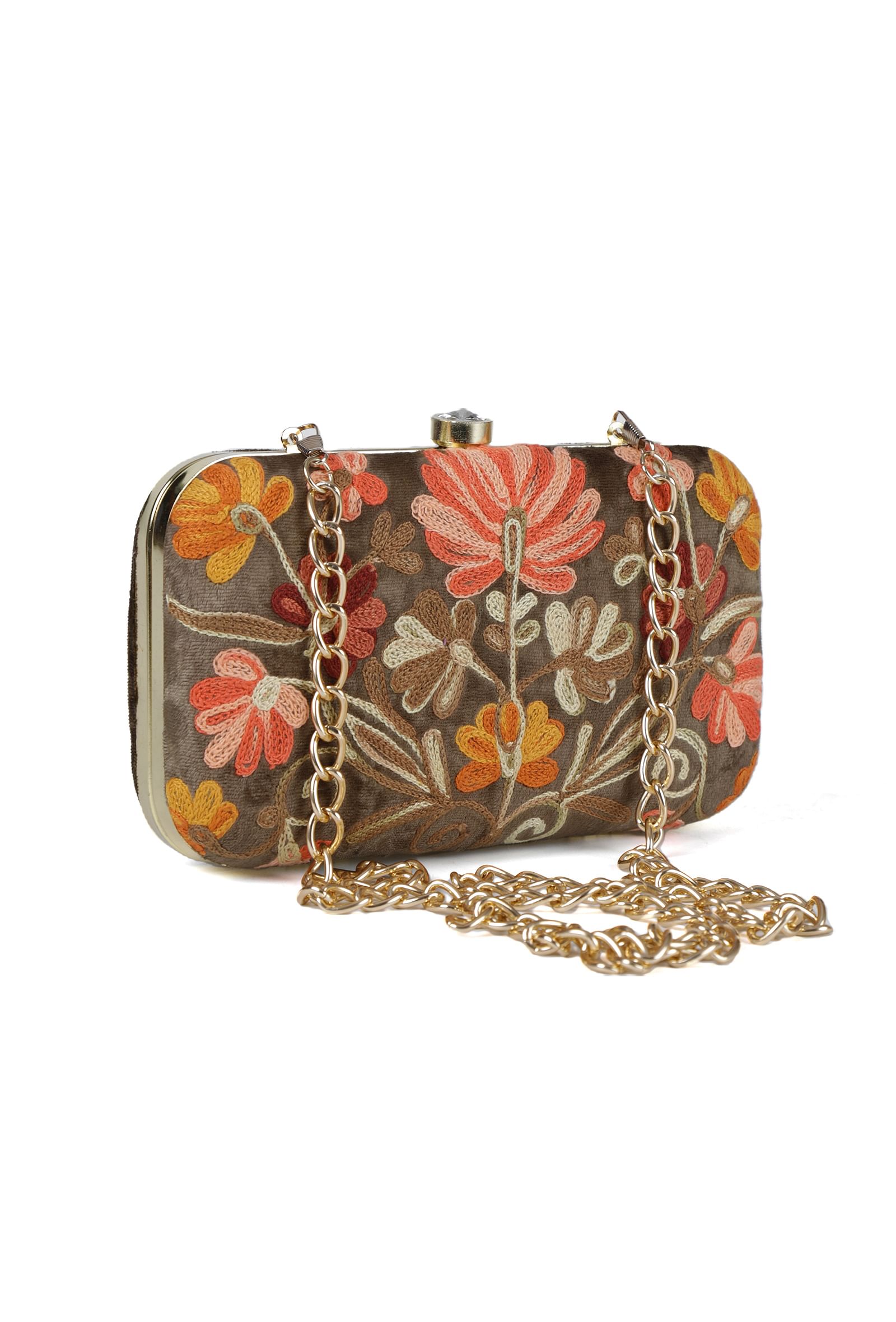 Olive Green velvety rectangular clutch