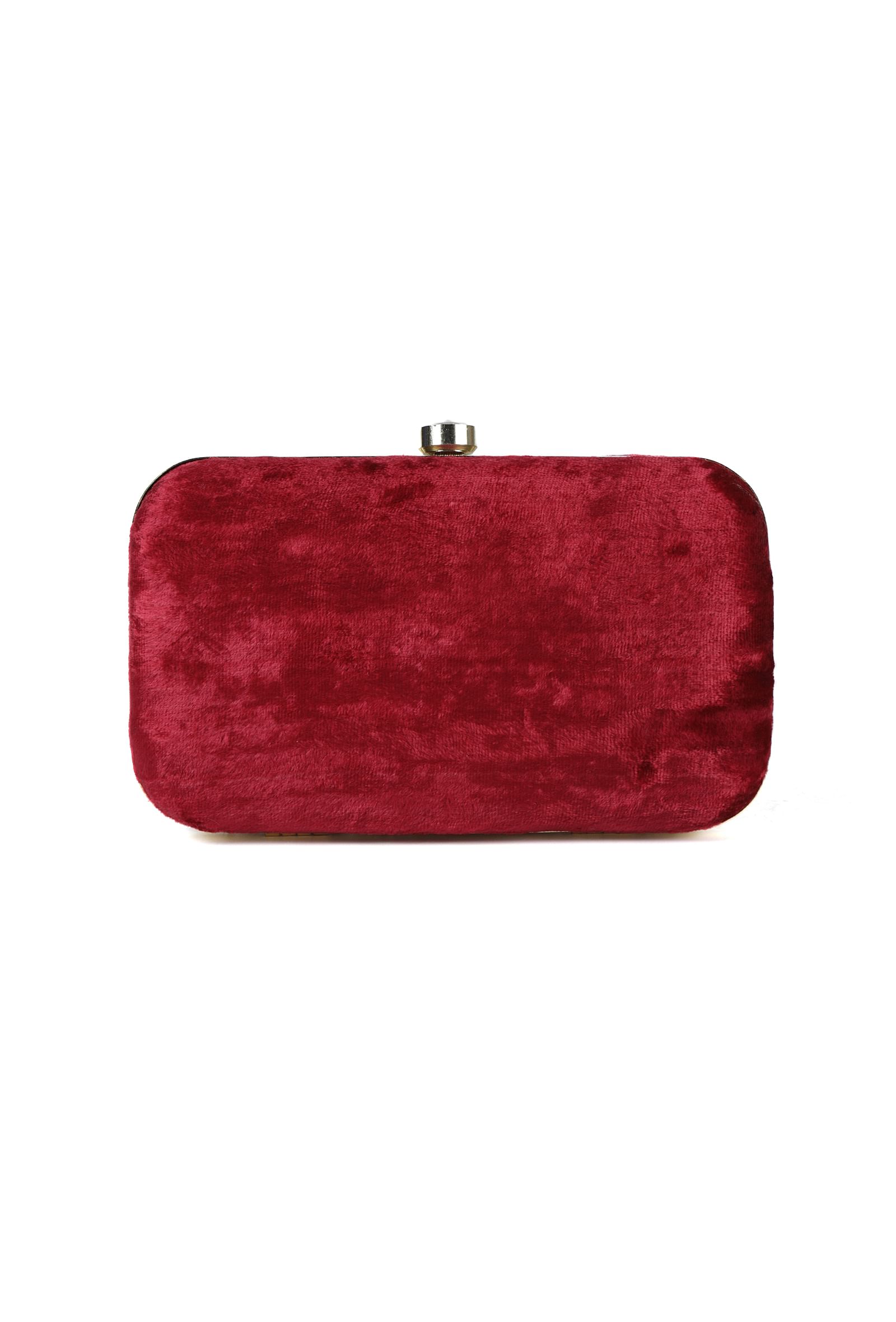 Red velvety rectangular clutch