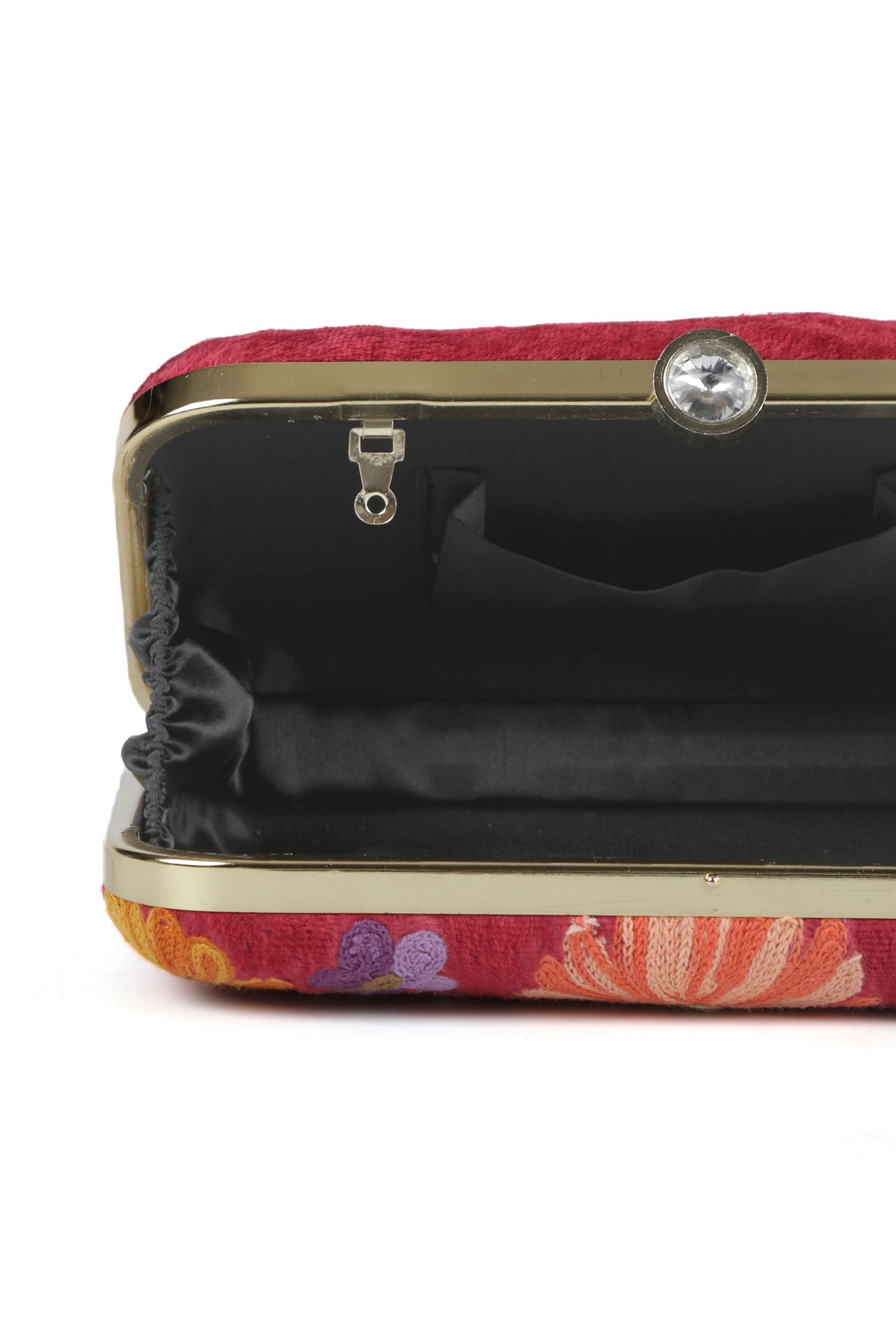Red velvety rectangular clutch