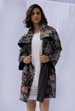 Black Medium Length Cotton Kantha Jacket