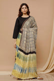 Beige Shibori-Ajrakh Modal silk Dupatta