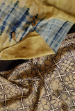 Beige Shibori-Ajrakh Modal silk Dupatta