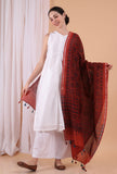 Berry Red Indigo Shibori-Ajrakh Modal silk Dupatta