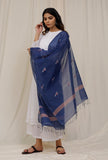 Indigo Handloom Cotton Jamdani stole