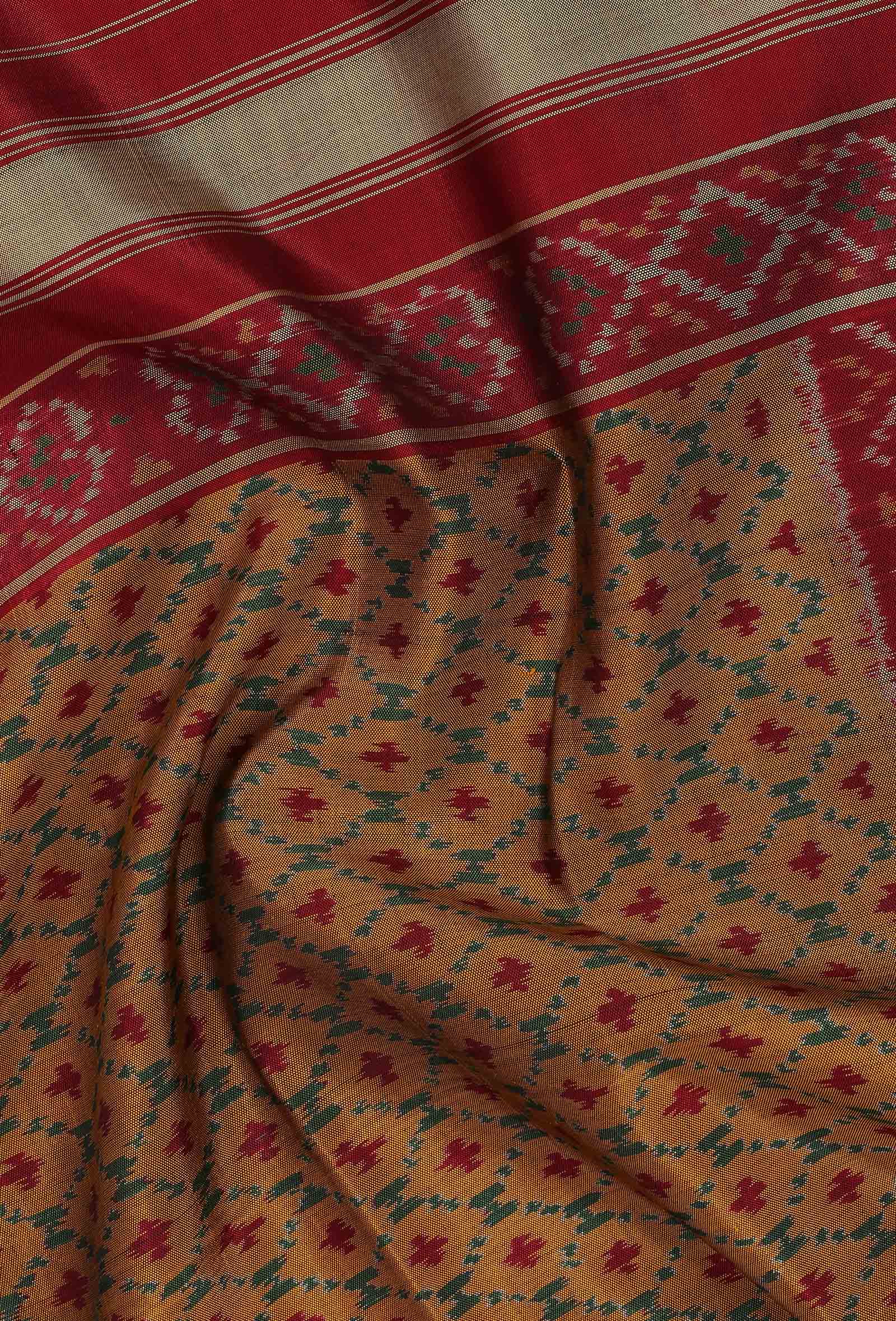 Beige Gold Ikkat Silk Patola Dupatta