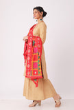 Alta red  allover embriodred phoolkari dupatta