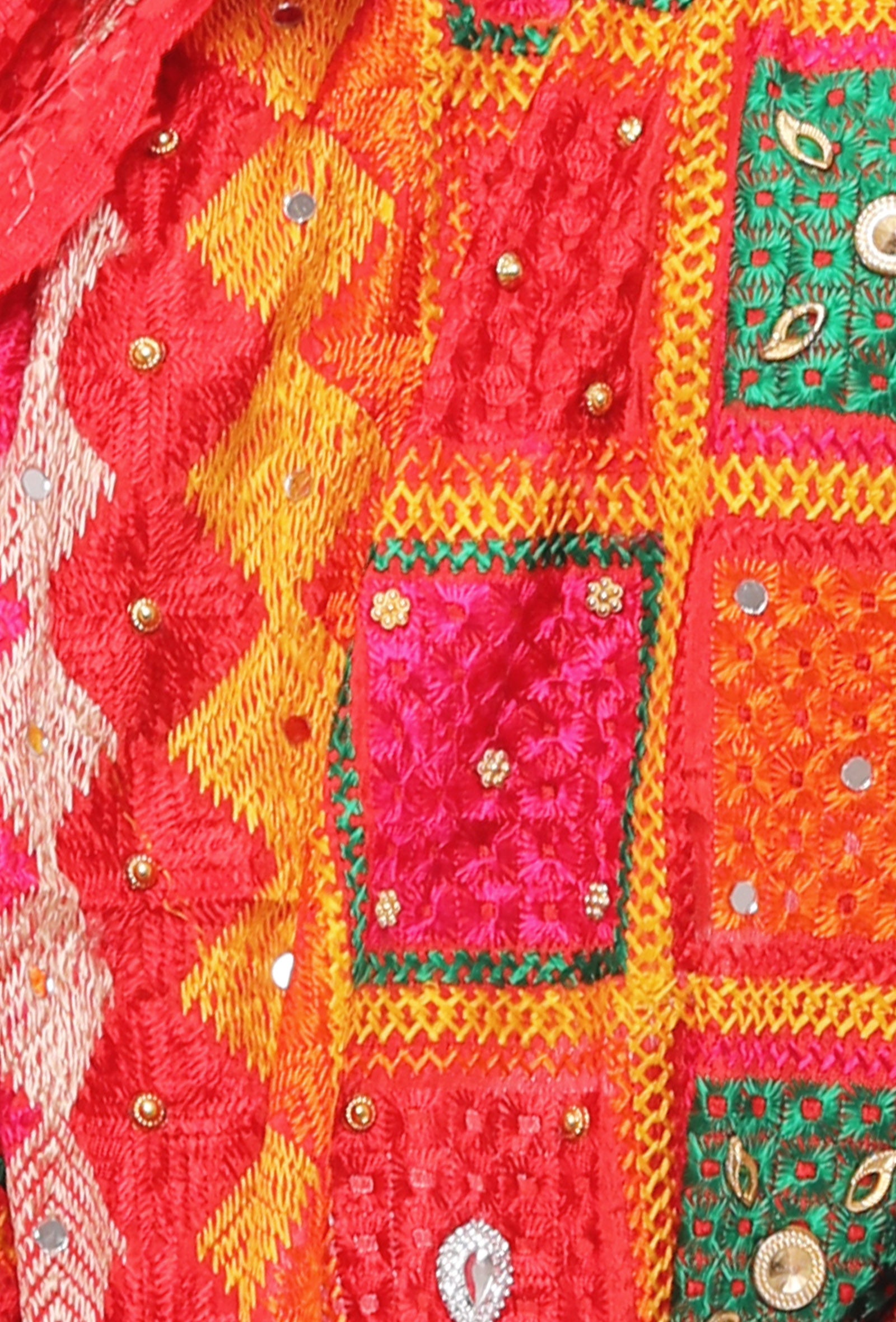 Alta red  allover embriodred phoolkari dupatta