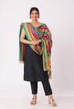 Green allover embriodred phoolkari dupatta