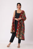 Deep red allover embriodred phoolkari dupatta