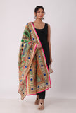 Aarna hand embroidered kantha silk dupatta