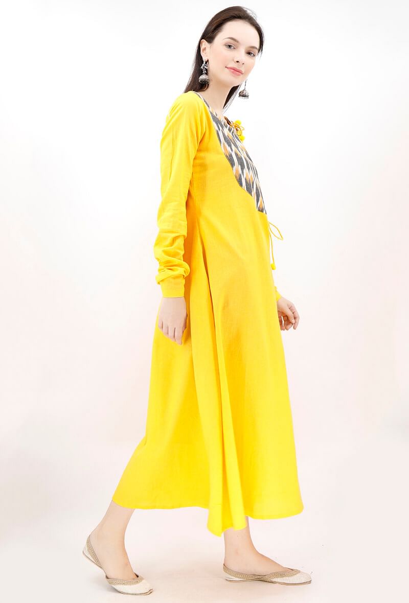 Marigold Yellow Angrakha Maxi Dress