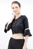 Black Cotton Blouse With Bell Sleeves