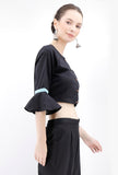 Black Cotton Blouse With Bell Sleeves