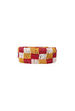 Mustard, Red & White Beaded Bracelet