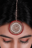 Zardozi Embroidered Raw Silk Maang Tika