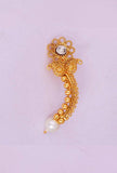 Floral Gold Plated Marathi Nath With Pearl