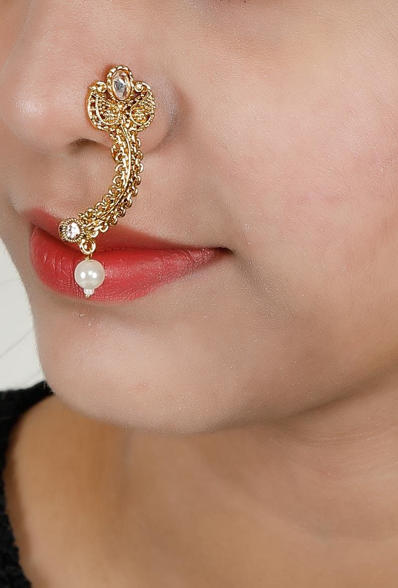 Curved Gold Plated Marathi Nath