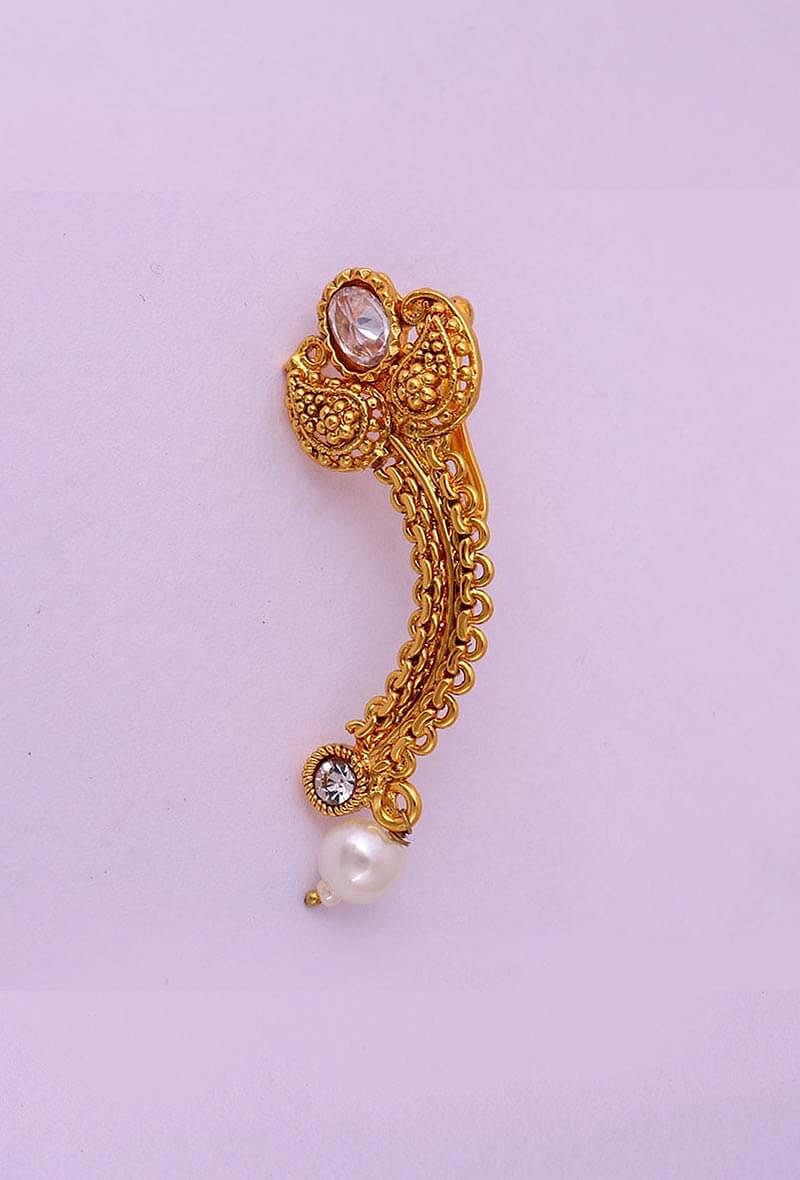 Curved Gold Plated Marathi Nath