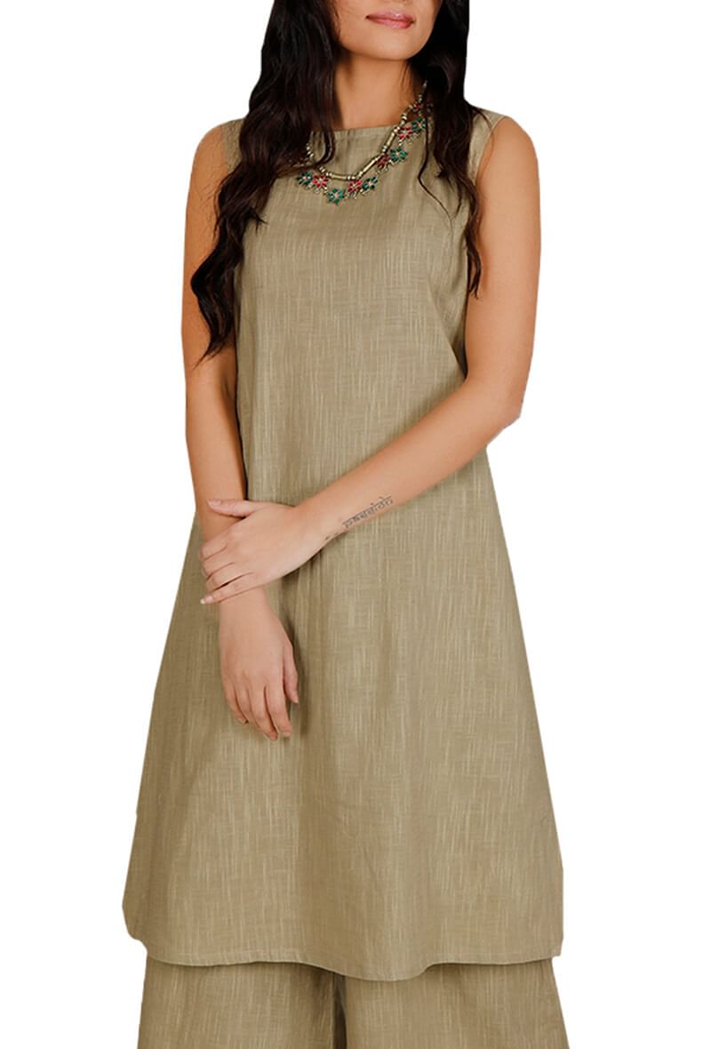 Beige Pure Cotton Kurta