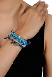 Blue Threaded German Silver Bracelet