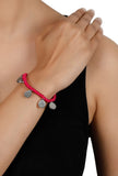 Pink Coin German Silver Threaded Bracelet