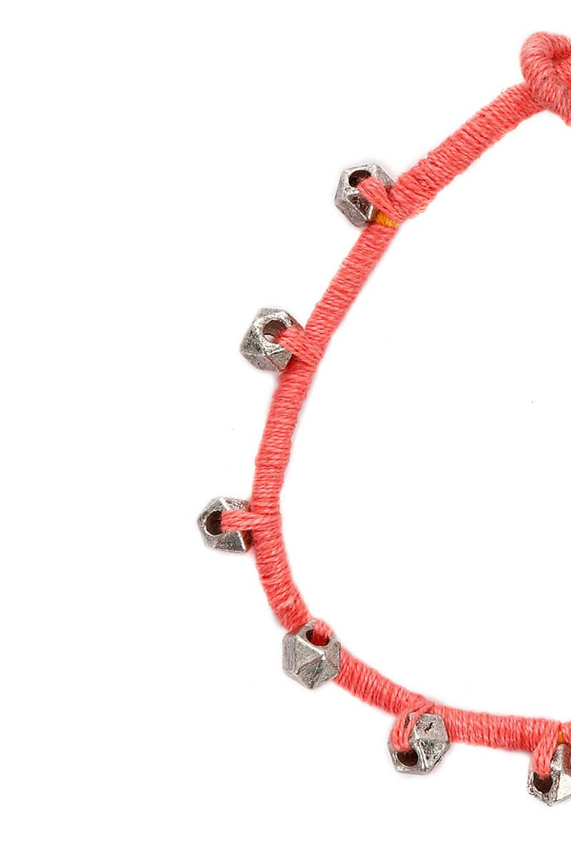 Peach German Silver Threaded Bracelet
