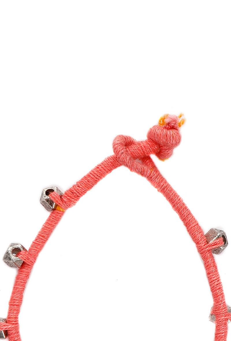 Peach German Silver Threaded Bracelet