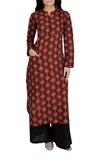 Set Of Brown Ajrakh Cotton Kurta And Palazzo