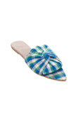 Blue-Green Check Cotton Sliders
