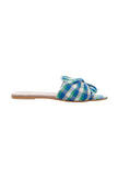 Blue-Green Check Cotton Sliders