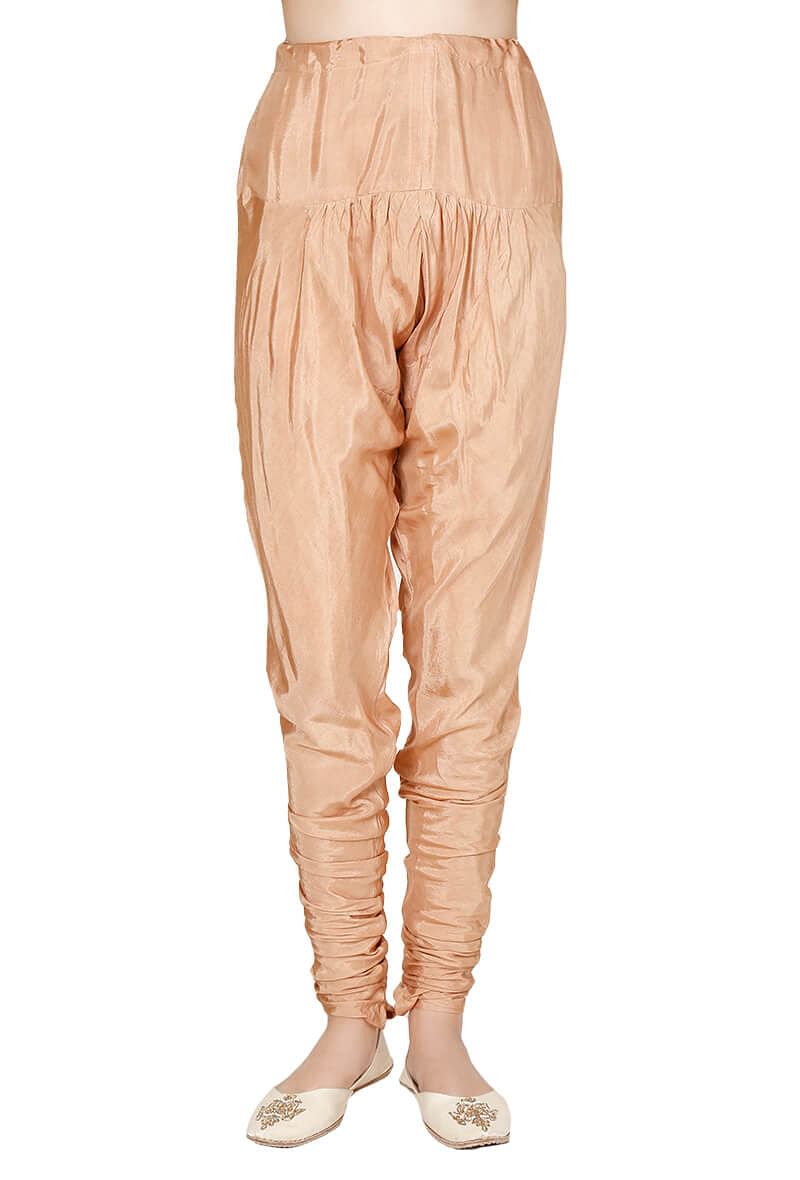 Set Of Tawny Georgette Chikankari Kurta And Shantoon Churidaar