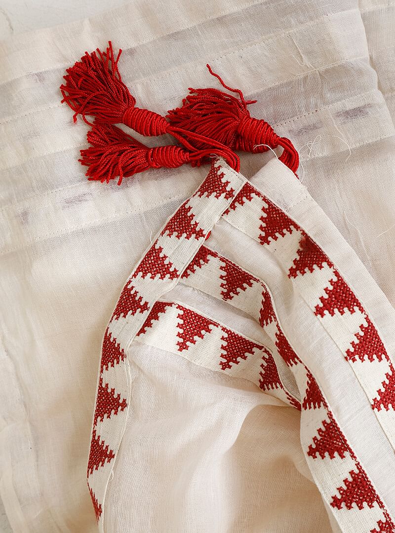 Set of Ivory Cross Stitch cotton Anarkali And Palazzo With Mulmul Cotton Dupatta