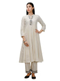 Set of Off-White Cross Stitch cotton Anarkali And Palazzo