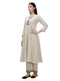 Set of Off-White Cross Stitch cotton Anarkali And Palazzo