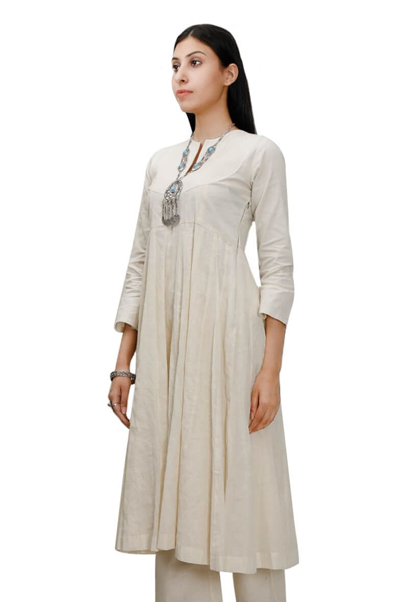 Set of Off-White Cross Stitch cotton Anarkali And Palazzo