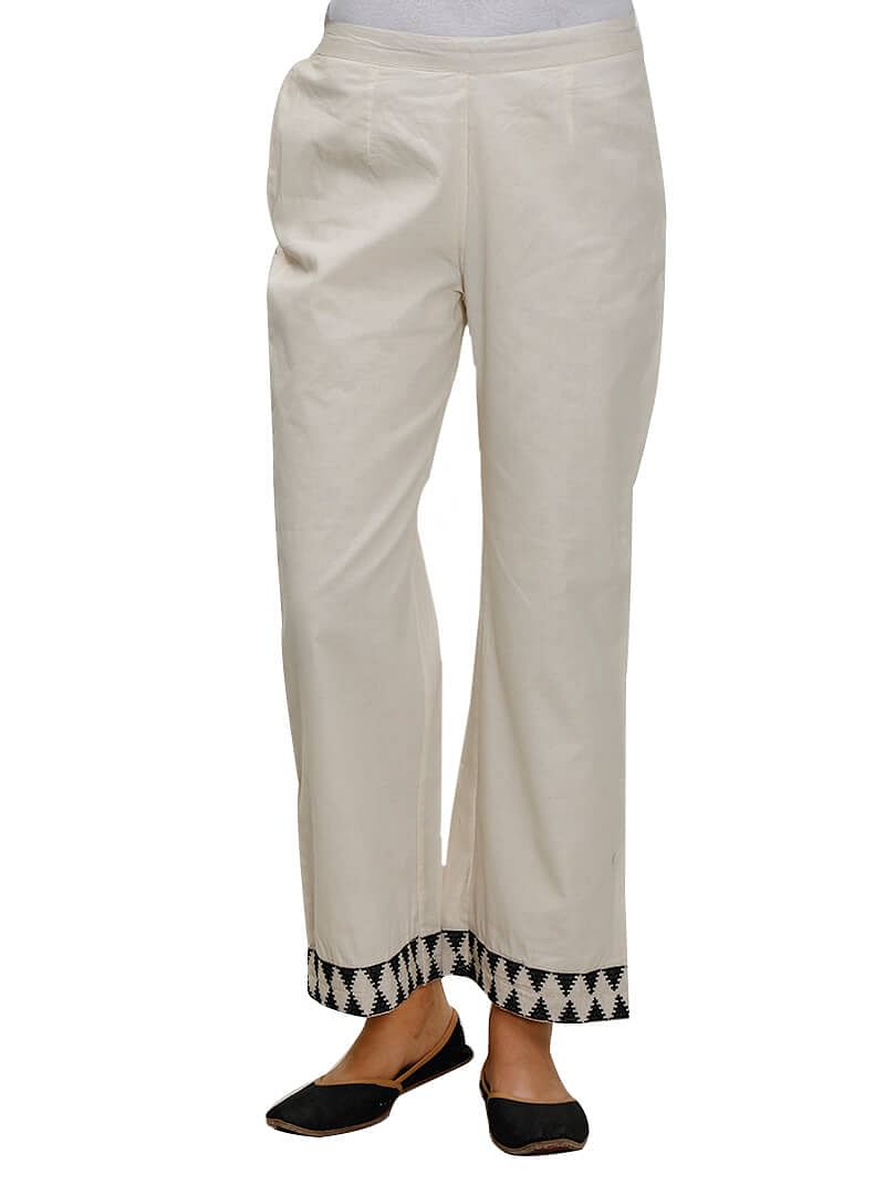 Set of Off-White Cross Stitch cotton Anarkali And Palazzo