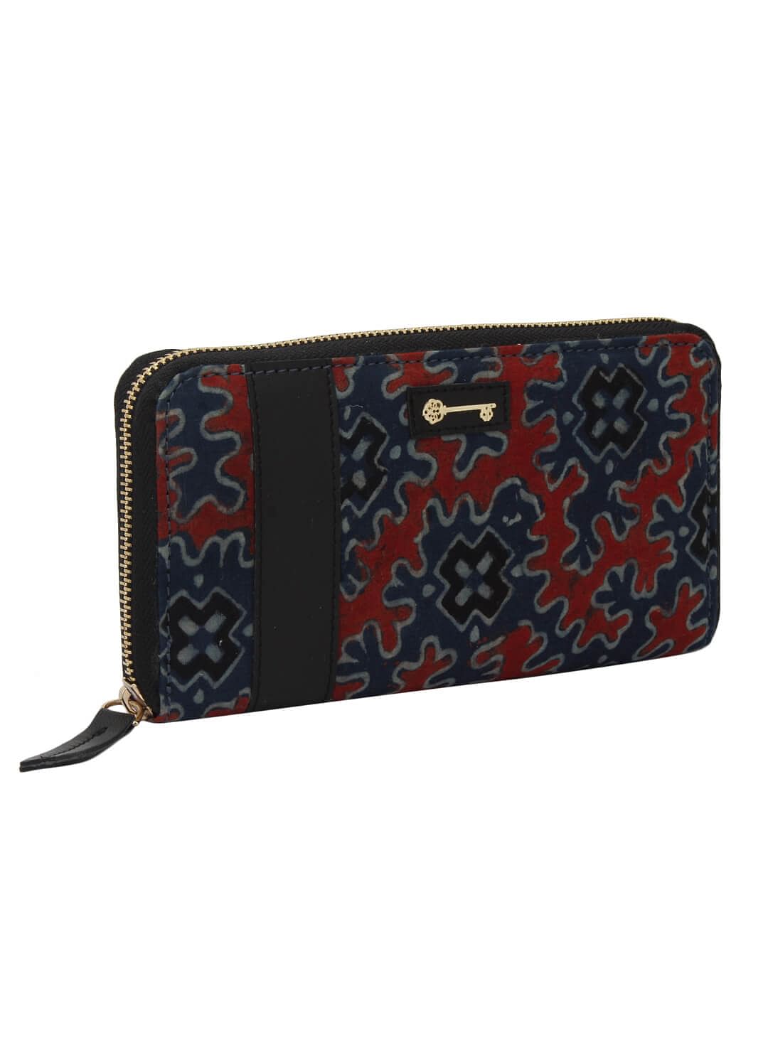 Red-Blue Ajrakh Wallet (7.5"x0.5"x4")