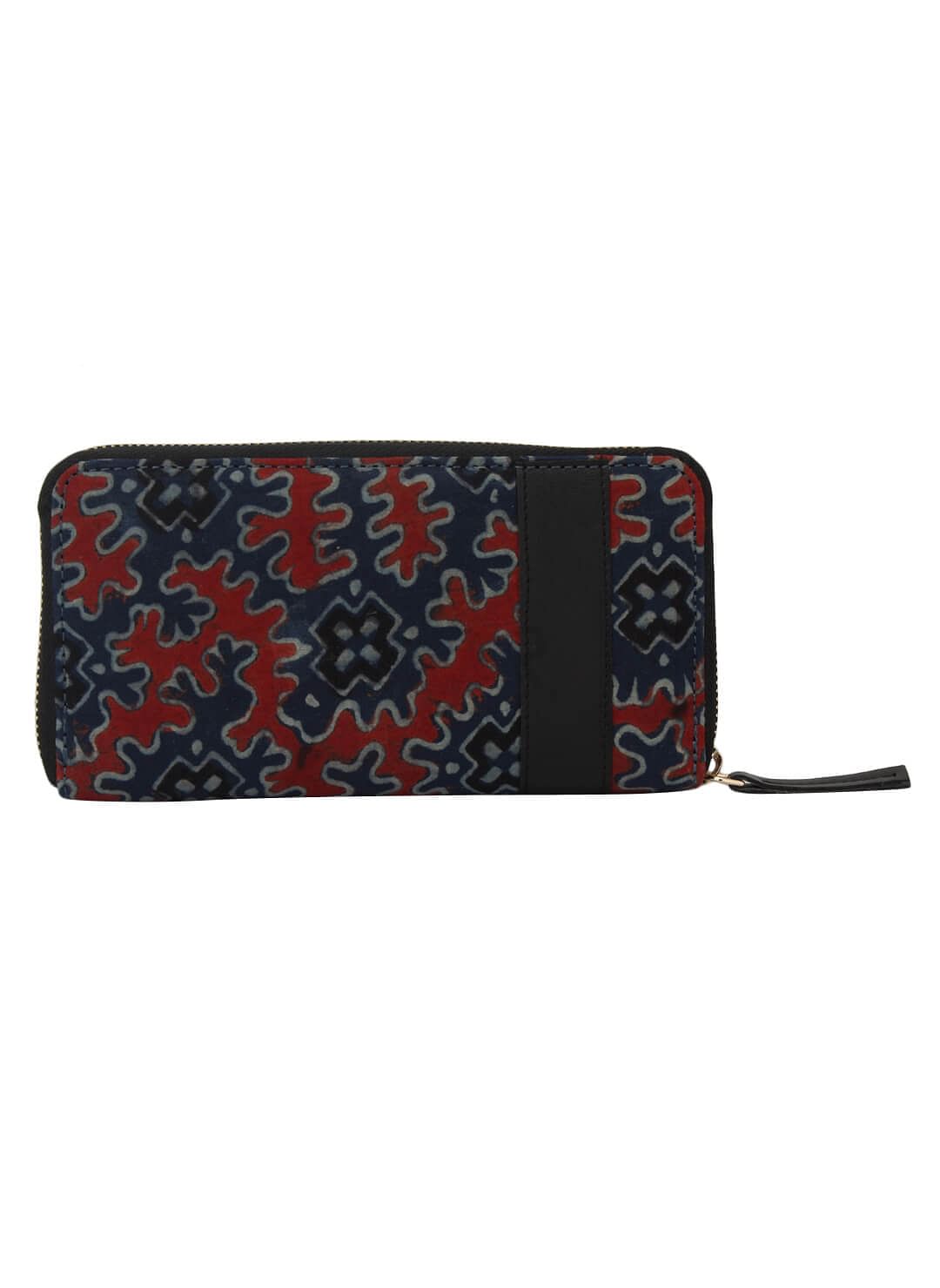 Red-Blue Ajrakh Wallet (7.5"x0.5"x4")