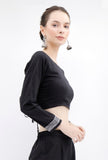 Black Rabari Padded Backless Threaded Blouse