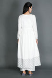 White Anarkali With Beautiful Kantha Border
