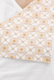 White Cotton Kurta With Mustard Kantha Embroidery