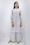 Taraab Slate Grey Cotton Kurta With Pintuck Sleeve Cuffs
