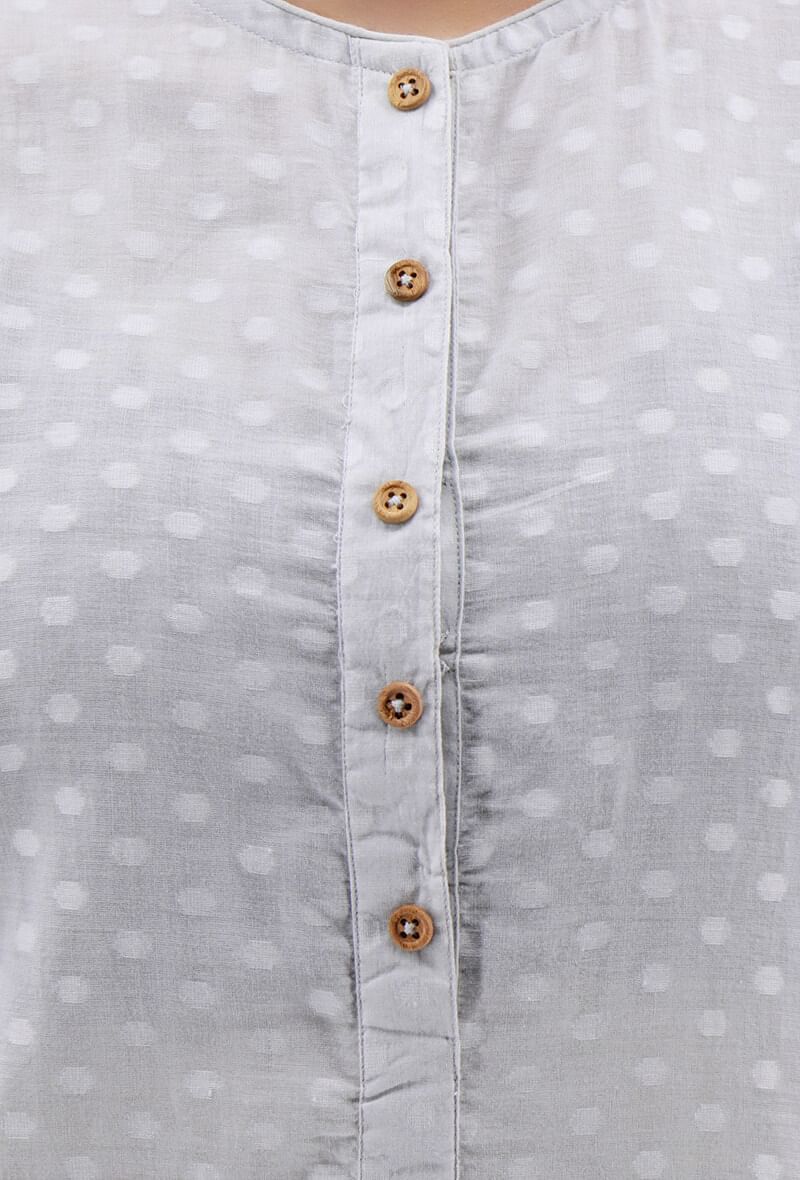 Taraab Slate Grey Cotton Kurta With Pintuck Sleeve Cuffs