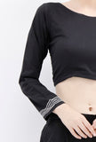 Black Rabari Padded Backless Threaded Blouse