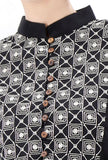 Black Collared Kurta With Kantha Embroidery