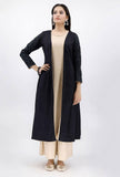 Black Cotton Cape With Applique Work