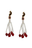Peacock Shaped Dangle Earrings with Pearl Drop