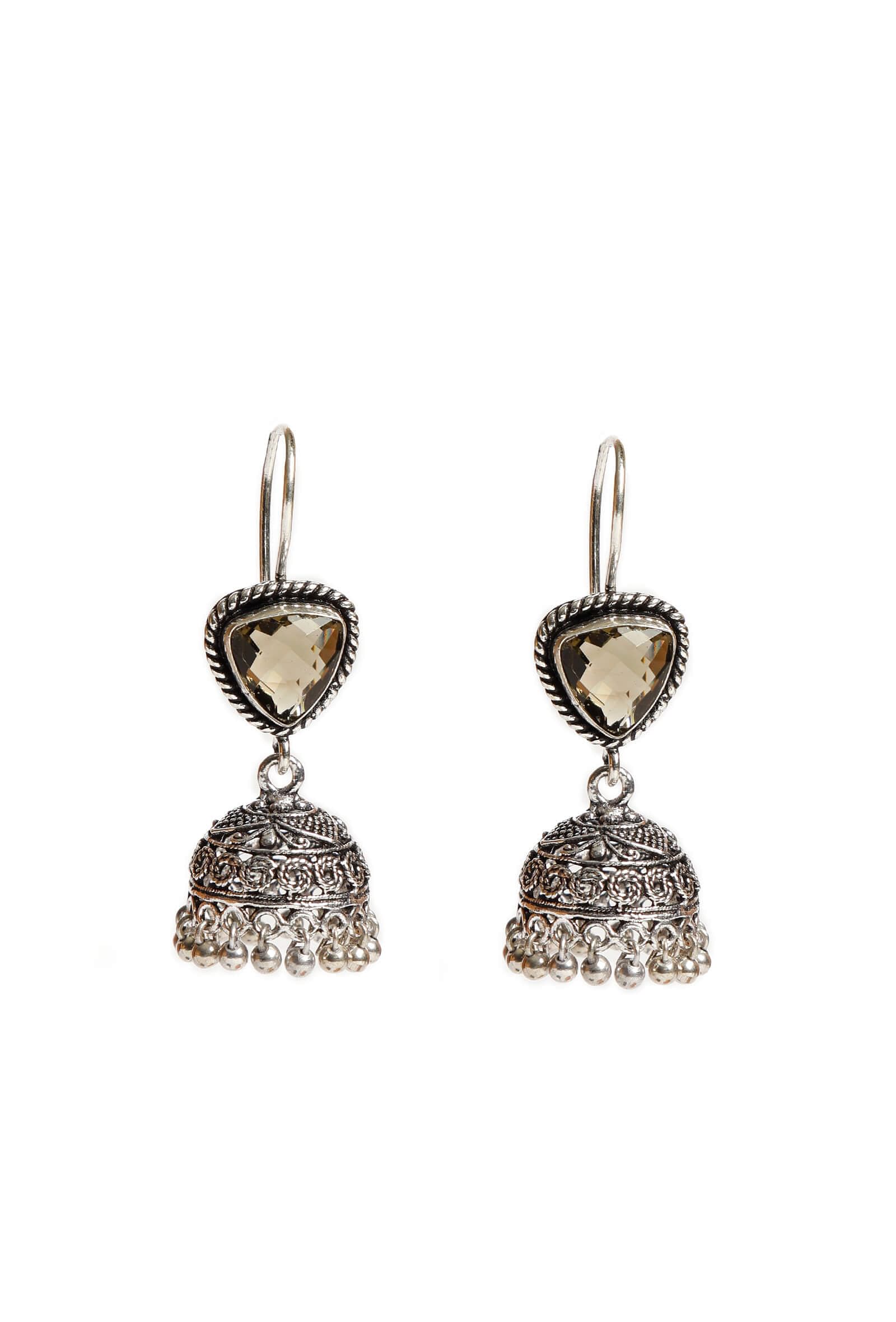 Triangle Stone Brass Jhumkas