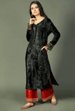 Black Chenille Zari Embroidered Phiran